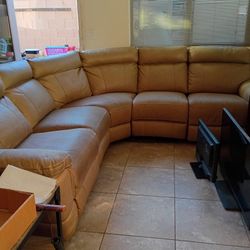 Beige Leather Sofa No Rips Or Tears Cash Only Please