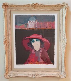 Renato Borsato Italian Woman Rome 58/120 Numbered Signed Serigraph 25x30 Framed
