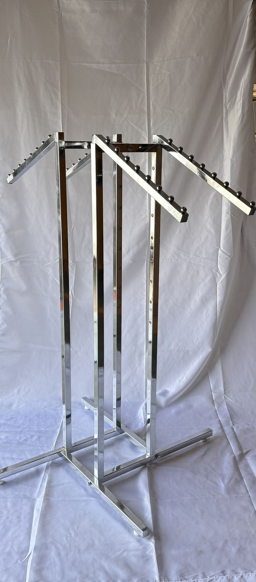 2 Heavy-Duty Chrome Clothing Racks – Adjustable Arms