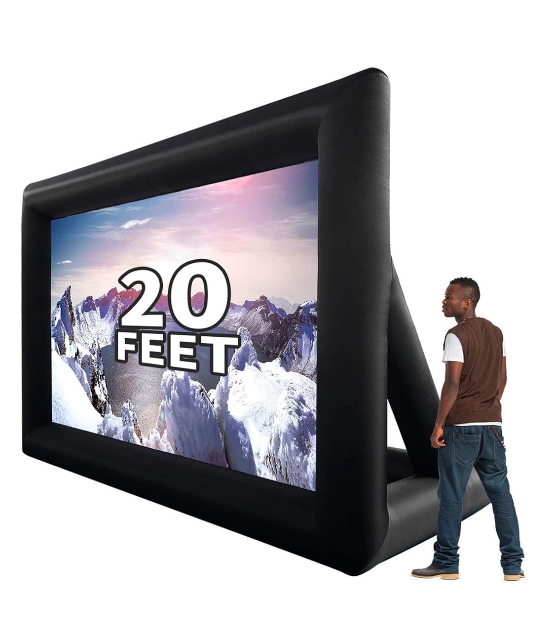 20 feet Projector Screen - Inflatable Outdoor and Indoor Theater Movie Screens - Includes Rope, Blower,Tent Stakes - Great for Outdoor Party Backyard 