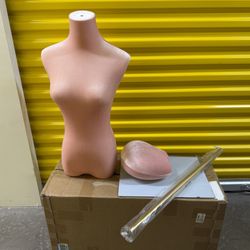 Brand New Female Mannequin Torso Dress Form Adjustable Stand Metal Base Pink Gold