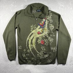 Ed Hardy Style Till The End Women’s XL Full Zip Sweater Hoodie Y2K Floral #1A