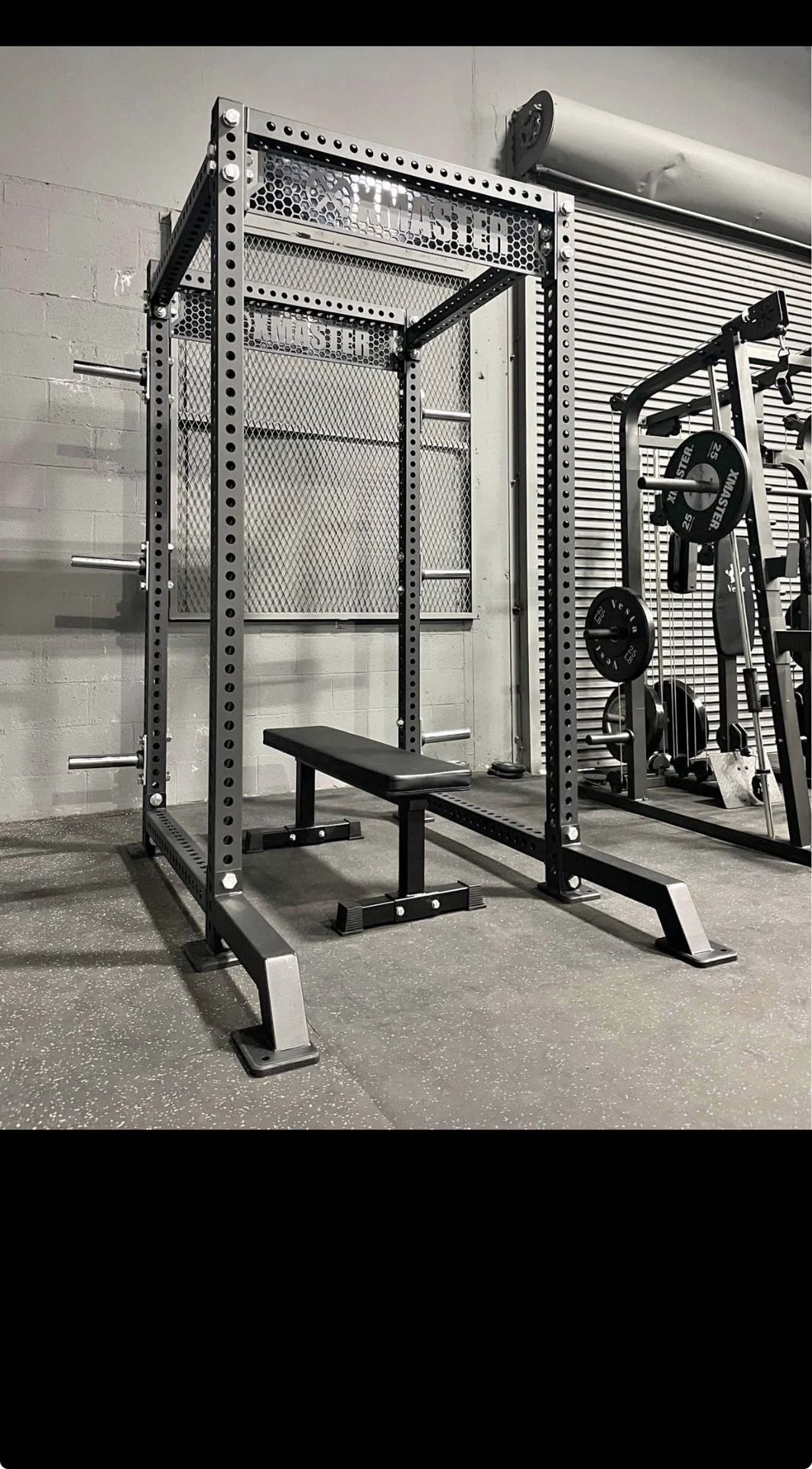 Half Rack PACKAGE - Rack + Flat Bench + Weight Plate Holder Pairs x3