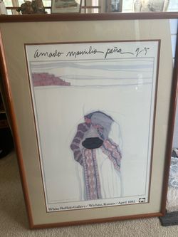 VTG 1982 Native American Amado M.    Peña Framed & Signed Exhibition 34x24” Poster