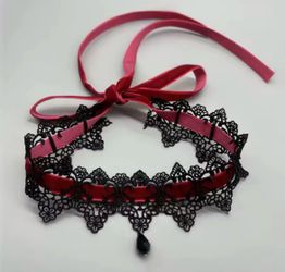 2026 New Sexy Lace Flower Necklace for Women Gothic Punk Velvet Collar Choker Black Waterdrop Pendent Necklace Strap Bow Jewelry