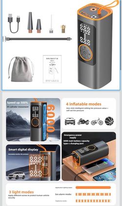 Portable Cordless Tire Inflator with light