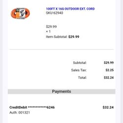 100 Ft Extension Cord 