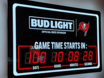 Tampa Bay Buccaneers Bud Light LED Neon Beer Sign "Game Time Starts In"