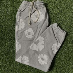 Grey Denim Tear Sweatpants