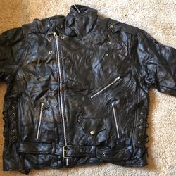 Patch Leather Jacket Size 52