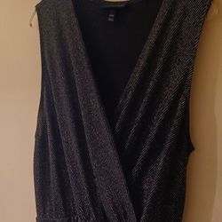 Ladies 18/20 Black & Silver Lane Bryant Jumpsuit 