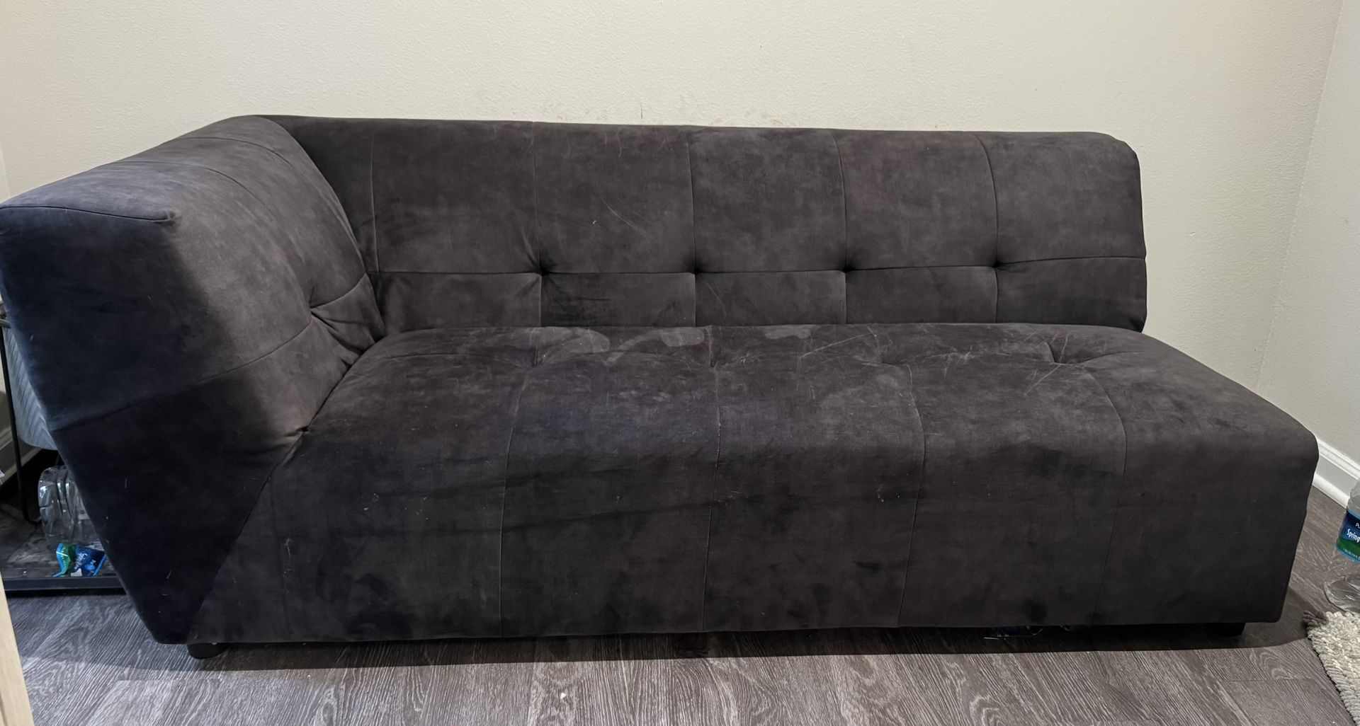 Grey Faux Velvet Couch