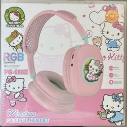Hello Kitty - Bluetooth Wireless Headphones (RGB Lighting) (Pink / black / Blue / Nude Colors Available) 