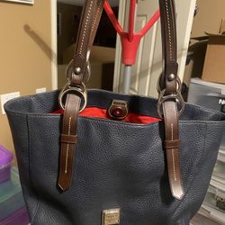Dooney & Bourke Blue Pebbled Leather Tote