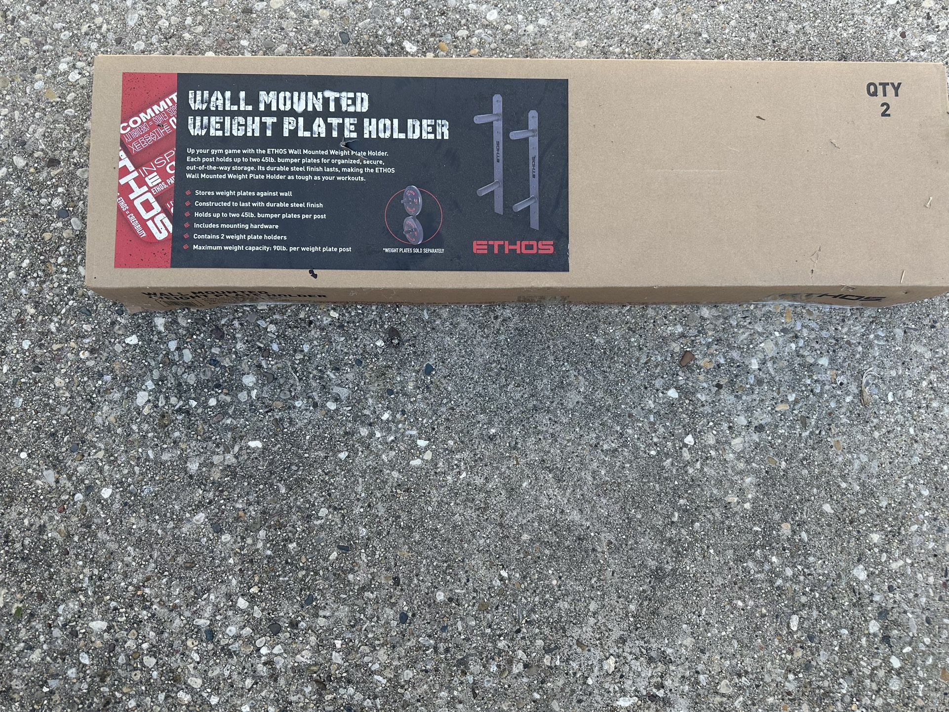 ETHOS Wall Mounted Plate Holder x Comes With 2 Plate Holders In Box x Gym