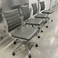 Set Of 4 Modway Grey Armless Mid back Office Chairs 