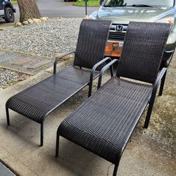 🌞PAIR Brown Adjustable PATIO Chaise Loungers (2)-Excellent Condition!