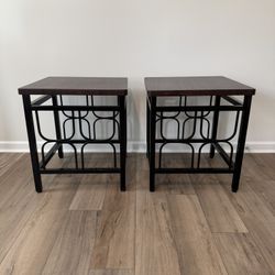 Wooden metal two-piece side tables