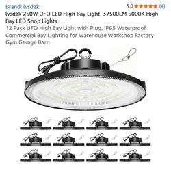 lvsdak 250W UFO LED High Bay Light 12-Pack