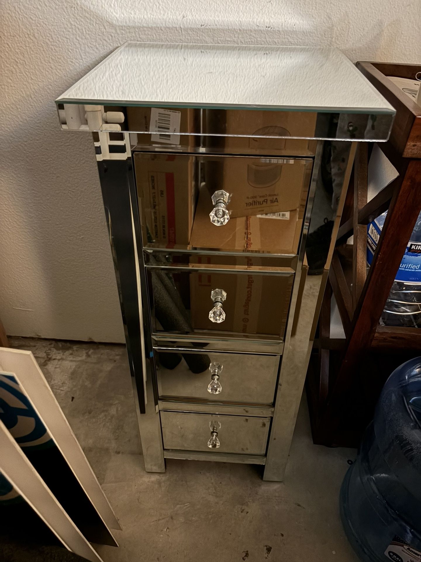 4-Drawer Mirrored Floor Storage Cabinet