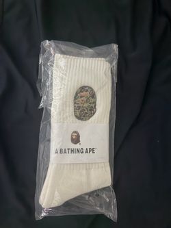 White Bape socks with Camo Bape Logo