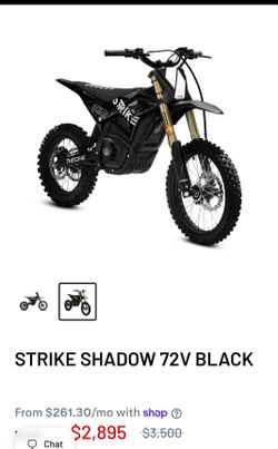 Shadow throne  strike dirt bike 72 volt