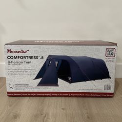 Moosejaw Comfortress 8-Person Tent with Fiberglass Poles, Full Fly and Vestibule **Brand New**