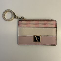 Victoria Secret Women’s Pink Small Card Wallet With Coin Zipper & Keychain