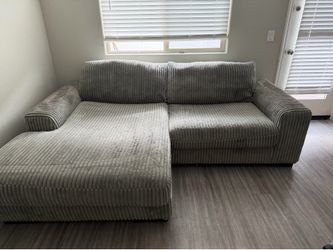 Grey Corduroy Sectional Sofa
