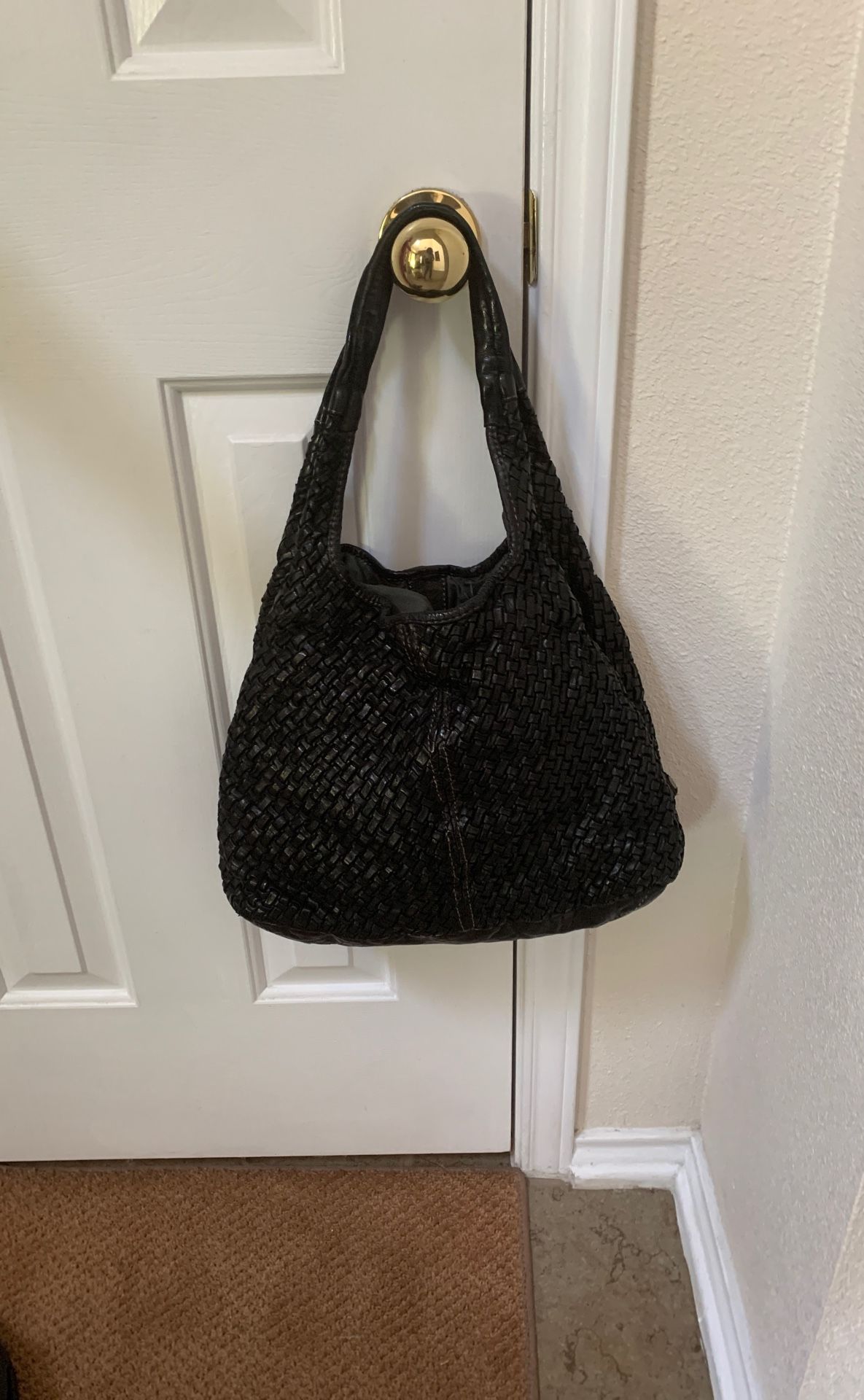 Woven black leather langellotti Italian purse