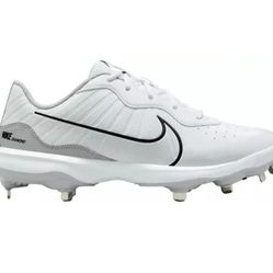 Men's Nike Alpha Huarache 4 Varsity Low White Gray Metal Baseball Cleats Sz 7.5 ⚾️ 