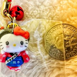 Rare New Hello Kitty Sanrio Gotochi Netsuke Charm Strap Kumamoto Folk Song NWT