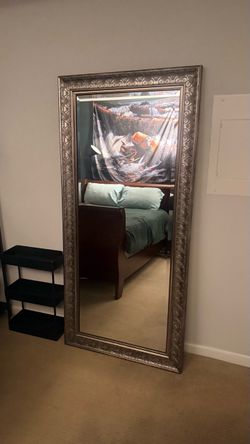 Large Full-Length Ornate Silver Floor / Wall Mirror