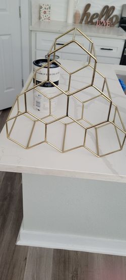 Gold Geometric Hexagon Wire Pendant Light Shade