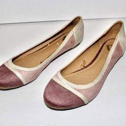Report Suede Leather Pink Purple Flats w/ Trim