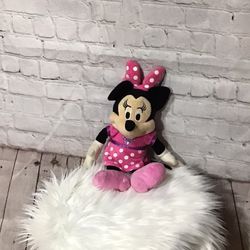 Disney Minnie Mouse plush stuffed animal polka dot dress 14” 