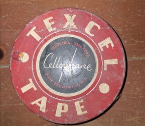 Vintage Texcel Tape Metal Tin Industrial Tape Corp New Brunswick NJ Nice Colors
