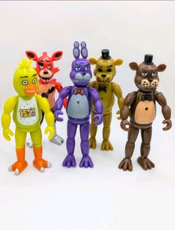 Five Nights At Freddy's Chica & Golden Freddy & Bonnie & Foxy Light Up Figures 5 Piece Bundle / Collectible / Playstation / Xbox / Nintendo / Gift
