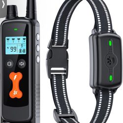 Dog Training Collar, Dog Shock Collar with Remote Control, Electric Shock Collar with 4 Training Modes, IP68 Waterproof Rechargeable e Collar for Larg