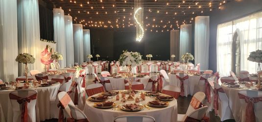 Dusty Rose Satin Sashes w/ silver Rings and polyester napkins Perfect For Wedding