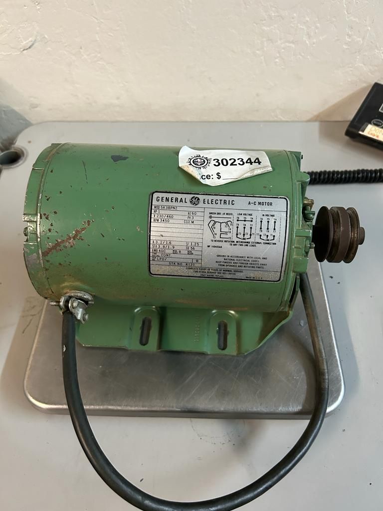 GENERAL ELECTRIC; AC MOTOR; HP1; PH 3; V230/460; RPM 3450; 5K38PN2
