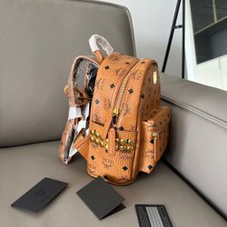 Tan Mcm Backpack Box,Receipt,Cards