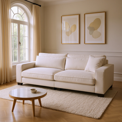 Yonkers 104.7" Mid-Century Modern 4-Seater Upholstered Sofa Couch, Beige