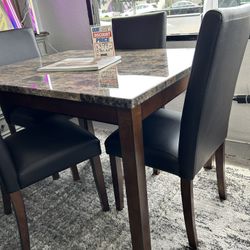 Dining Table Set Faux Marble 
