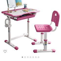 Pink adjustable height Childrens desk
