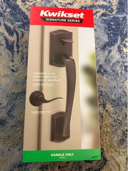 Kwikset Prescott Door Handle Set Only with Tustin Door Handle in Venetian Bronze