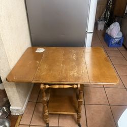 Vintage 1973 Athens Table Co. Tea Bar Rolling Cart Wood
