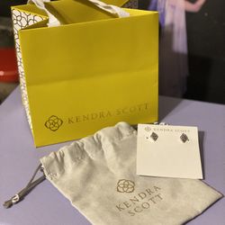 Kendra Scott Kinsley Stud Earrings Silver - PlatinumDrusy BNWT Dust Bag & Gift