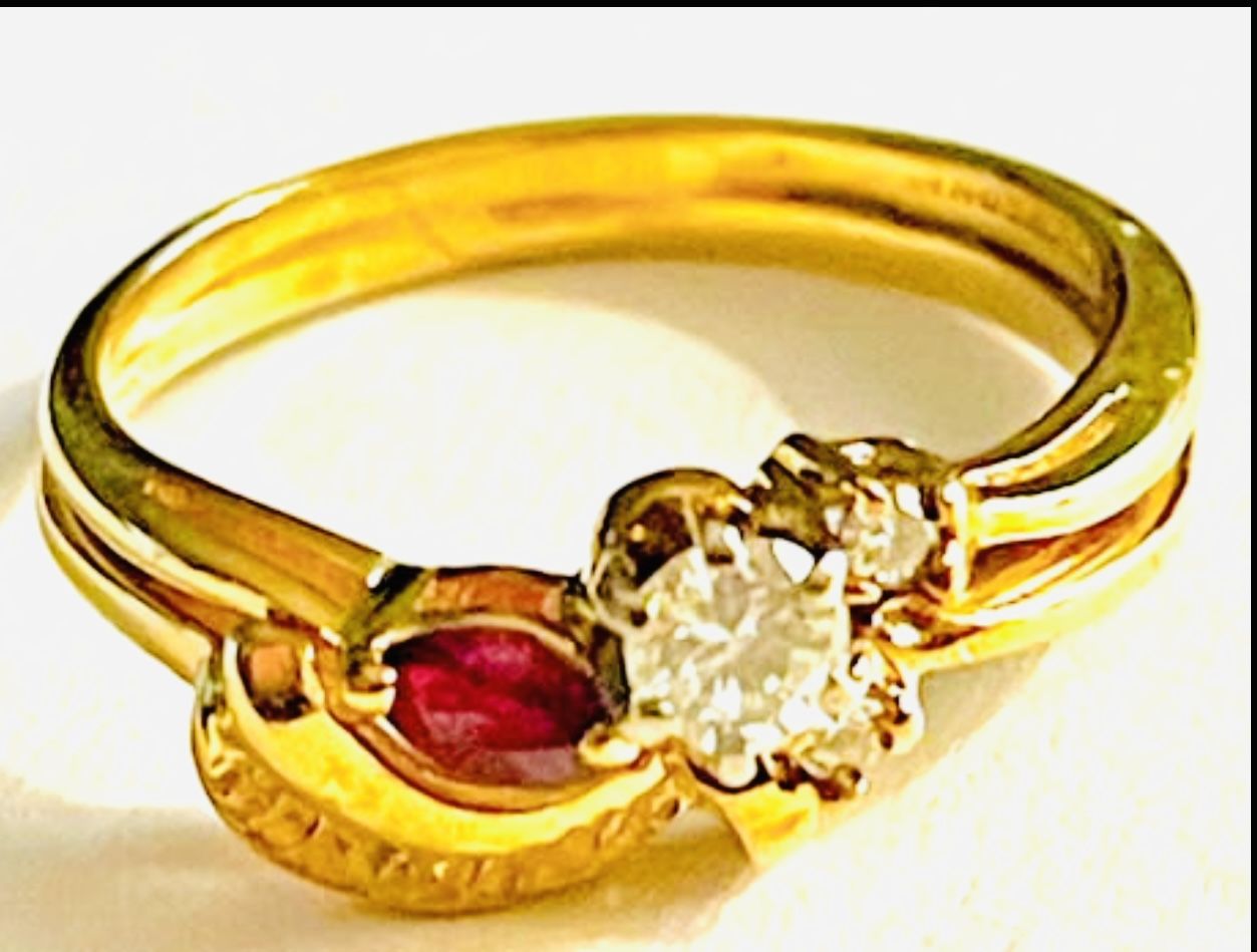 Ruby and natural Diamond Woman’s Wedding set 14k yellow gold