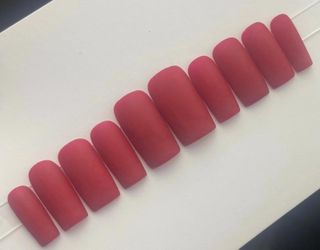 Medium square matte red press on nails solid color handmade